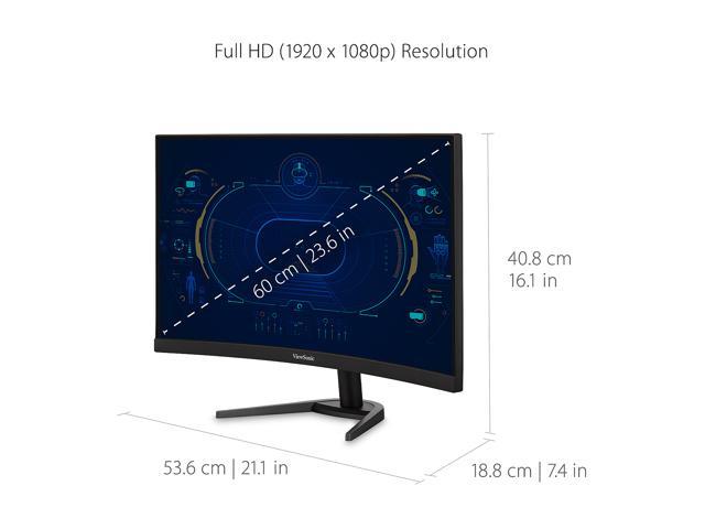 ViewSonic VX2468-PC-MHD 24 Inch Full HD 1080p 165Hz 1ms Curved Gaming  Monitor with AMD FreeSync Premium Eye Care Frameless HDMI and Display Port 