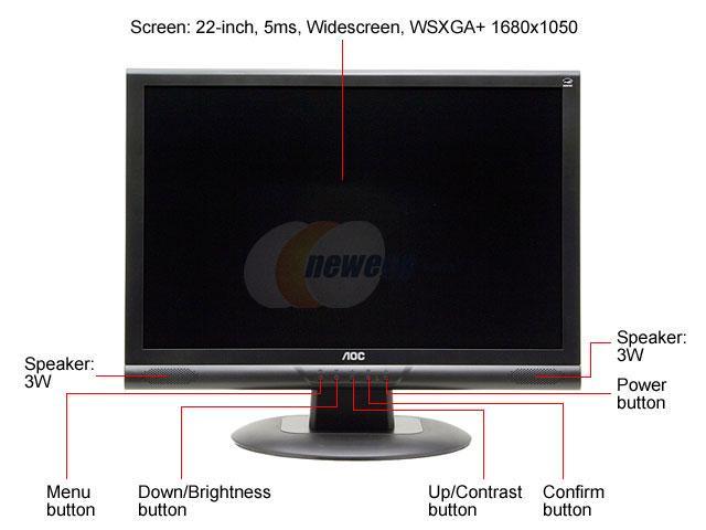 Aoc 22lvwk 22 Wsxga 1680 X 1050 D Sub Dvi D Built In Speakers Lcd Monitor Newegg Com