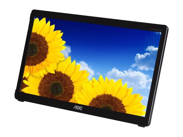 AOC e1649Fwu Black 16" (15.6" viewable) 16ms USB Powered WLED Backlit Widescreen LCD Monitor 200 cd/m2 500:1