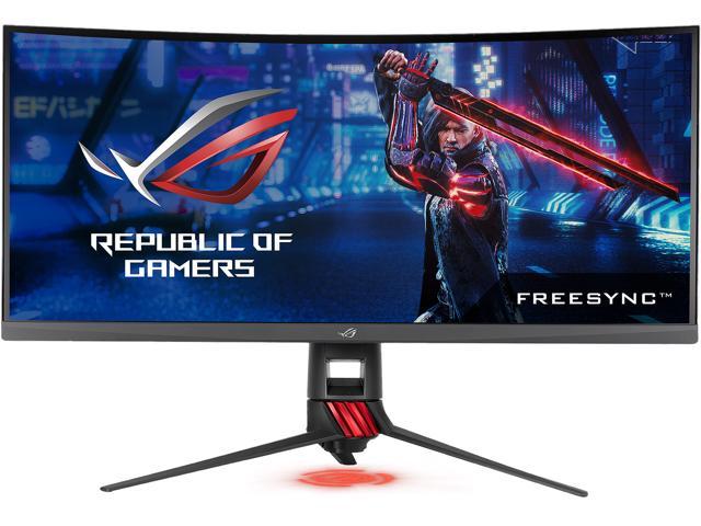 ASUS ROG Strix XG35VQ 35" UWQHD 3440 x 1440 100Hz 1ms Adaptive/FreeSync WideScreen LED Backlit Curved Gaming Monitor with Aura RGB Lighting, Swift and Height Adjustable