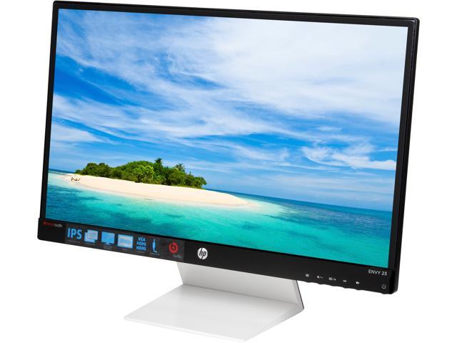 HP Envy NV23 23” IPS Display Full HD Resolution, 1 VGA 2 HDMI Inputs, Beats Audio Integrated, Edge to Edge Glass Display Panel, LED Backlight Black Monitor