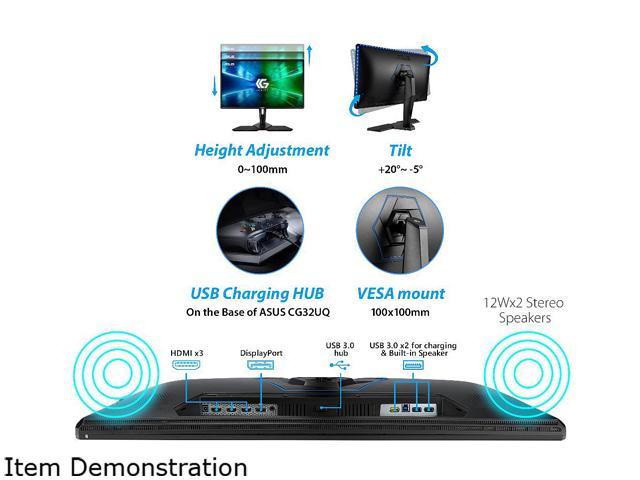 ASUS CG32UQ 32 (Actual size 31.5) UHD 3840 x 2160 (4K) 5ms (GTG) 60 Hz  HDMI DisplayPort Gaming Monitor, Halo Sync, FreeSync, DisplayHDR 600,  DCI-P3