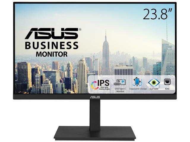 ASUS 23.8" 1080P Docking Monitor (VA24ECPSN) - Full HD, IPS, 75Hz, Adaptive-Sync, Speakers, Eye Care, Low Blue Light, Flicker Free, USB-C, RJ45, HDMI, Frameless, Height Adjustment, VESA Wall Mountable