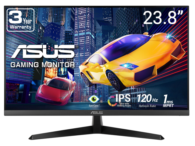 ASUS VY249HGR Eye Care Gaming Monitor – 23.8 inch FHD (1920 x 1080), IPS, 120Hz(OC), SmoothMotion, 1ms (MPRT), Adaptive Sync, Eye Care Plus technology, Blue Light Filter, Flicker Free