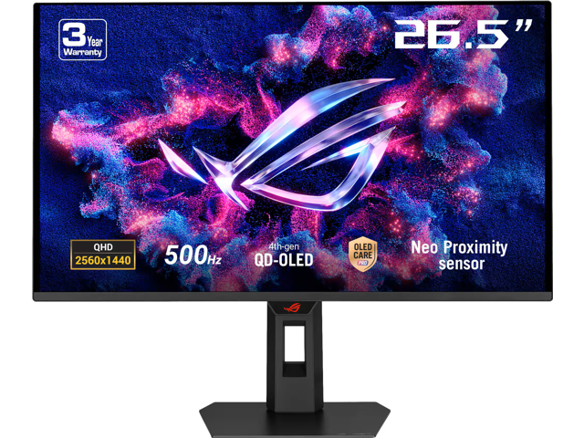ASUS  ROG Strix 27" 2K QD-OLED 500Hz 0.03ms Gaming Monitor with G-SYNC/FreeSync and HDR (HDMI, DisplayPort) - Black, XG27AQDPG