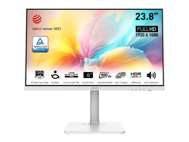 MSI 24" 100 Hz IPS FHD Monitor 1ms (MPRT) / 4ms (GTG) Adaptive-Sync Support Flat Panel Modern MD2412PW
