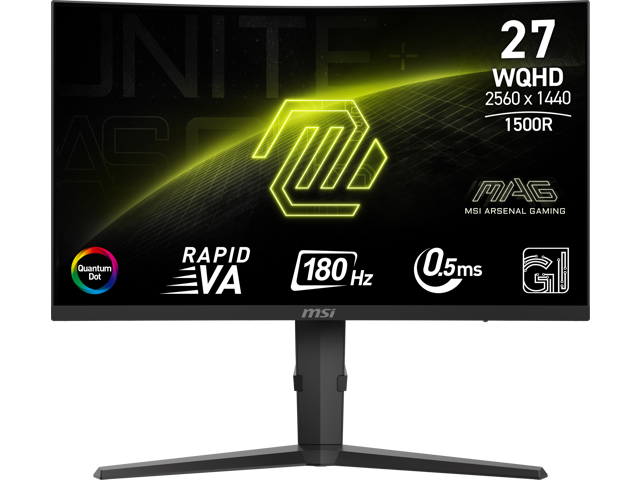 MSI 27" 180 Hz Rapid VA QHD Gaming Monitor 0.5ms (GTG) Adaptive Sync Curved MAG 275CQRF QD E2