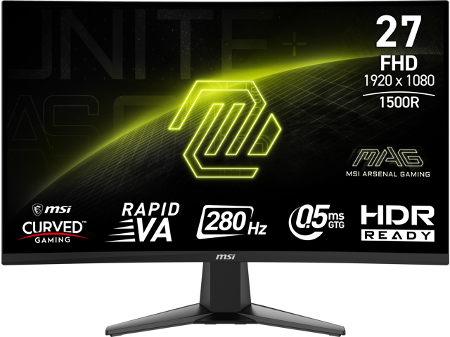 MSI 27" 280 Hz Rapid VA FHD Gaming Monitor 0.5ms (GTG) Adaptive Sync Curved MAG 276CXF