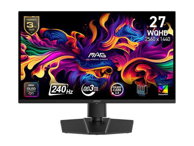 MSI 27" (26.5" Viewable) 240 Hz QD-OLED WQHD Gaming Monitor 0.03 ms AMD Adaptive Sync Flat Panel MAG 273QP QD-OLED X24