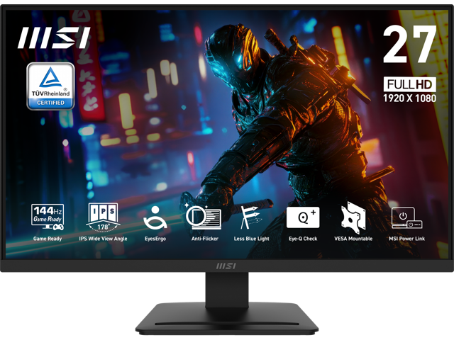 MSI PRO MP273L E14 27-inch IPS 1920 x 1080 (FHD) Gaming Office Monitor, 144Hz, Adaptive-Synch, HDR Ready, HDMI, VGA Port,VESA Mountable, Tilt, 4-side slim bezel ,1ms, Black