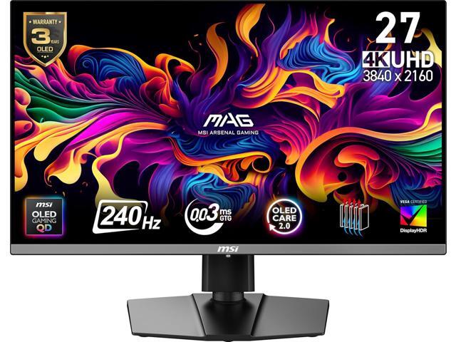 MSI MAG 272UP QD-OLED X24 26.5" QD-OLED UHD 240Hz Gaming Monitor – 4K, 0.03ms, NVIDIA G-SYNC Compatible, DisplayHDR True Black 400, HDMI 2.1, Type-C, Height Adjustable Stand