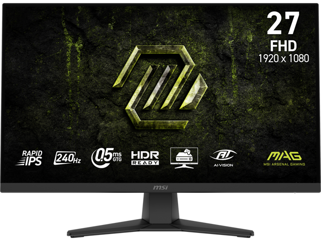 MSI MAG 272F X24 27" FHD Gaming Monitor 1920x1080 240Hz 0.5ms HDR Ready FreeSync Premium Rapid IPS Anti-Glare HDMI 2.0b DisplayPort Height Adjustable VESA Mount