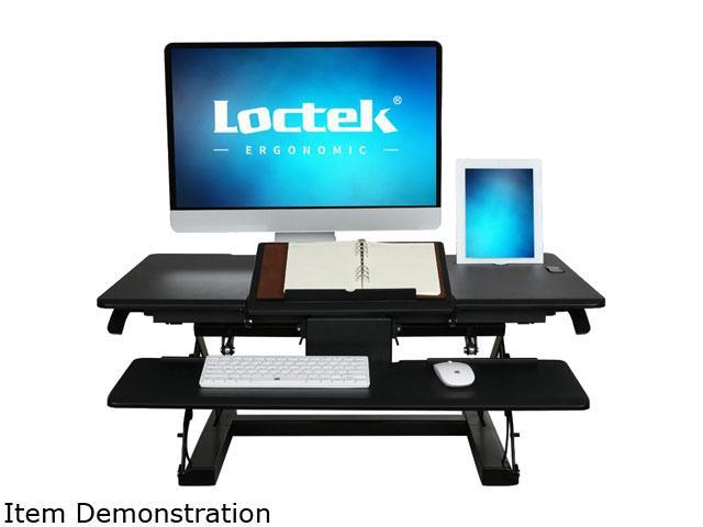 Loctek PL36B 36.00" Wide Sit-Stand Desktop Riser with Height Adjustable Keyboard Tray and Document Holder