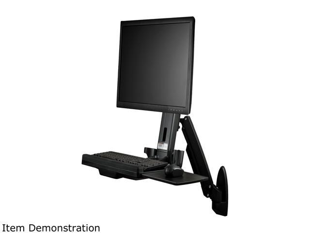 StarTech WALLSTS1 Wall Mounted Sit Stand Desk - Single Monitor - Adjustable Standing Desk Converter - Height Adjustable Desk - Desk Riser