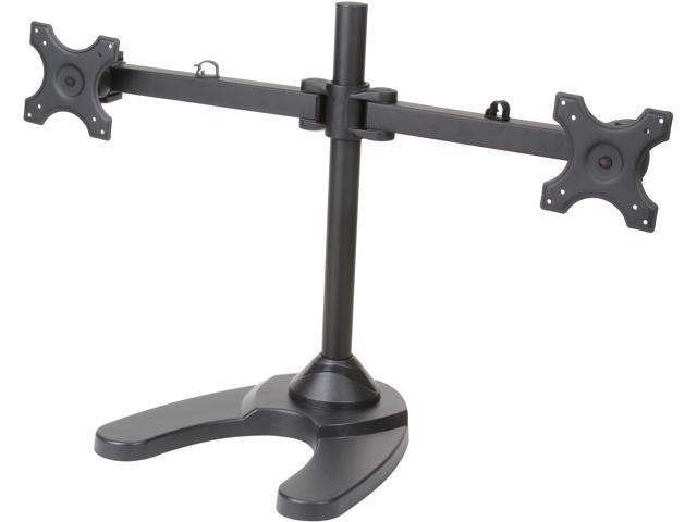 inland Dual LCD Monitor Mount (05308), Free Standing Fully Adjustable Desk Fits Two Screens Up to 27", Full Motion, 45°~ -45° Tilt; 180° Swivel; 360° Rotate, 17.6lbs Capacity, W/Grommet Base