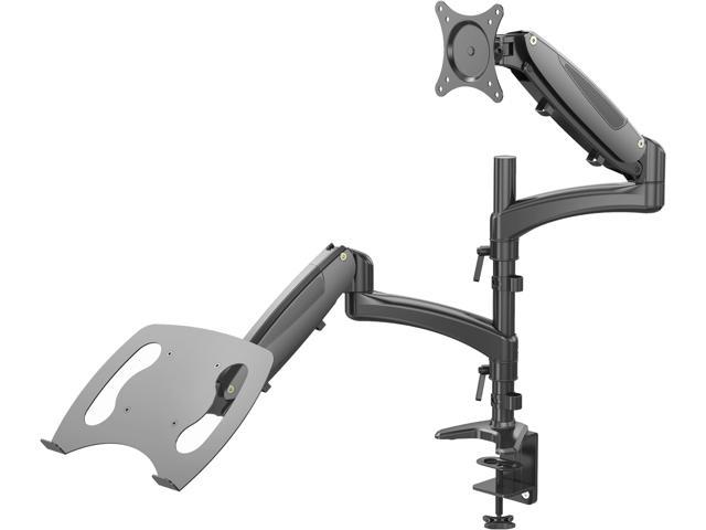 Rosewill Dual Monitor Stand and Laptop Desk Mount combo with Gas Spring Arms, Full-Motion Height Adjustment and Clamp Mounting for 1 laptop 9.5"-15.6" & 1 Monitor 10"-27"