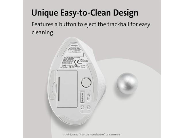 Kensington Pro Fit Ergo Vertical Wireless Trackball - White