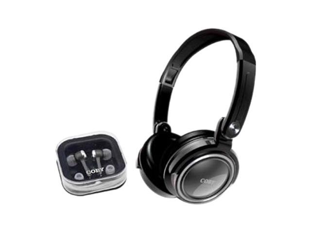 COBY CV215SVR 3.5mm Connector Circumaural & Earbud 2 in 1 Combo Deep Bass Stereo Headphones & Earphones