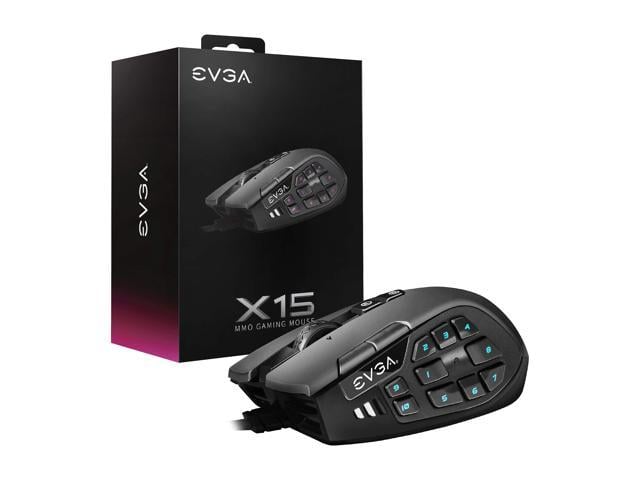 EVGA X15 MMO Gaming Mouse, 8k, Wired, Black, Customizable, 16,000