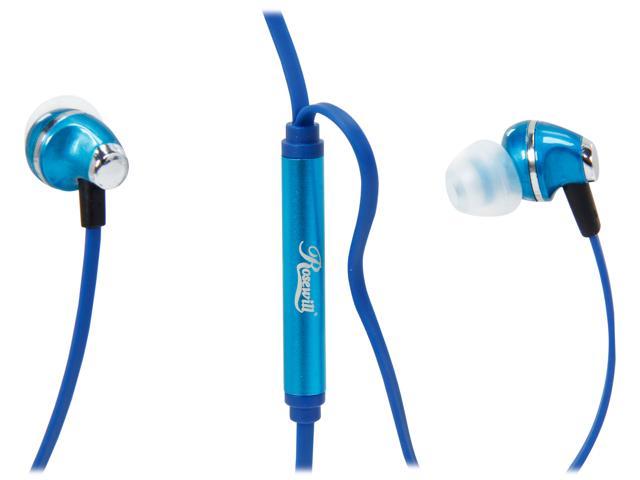 Rosewill E-360-BLE Blue Passive Noise Isolating Earbuds with Mic & Multi-function Control Button for Smartphones, 3.5mm Connector