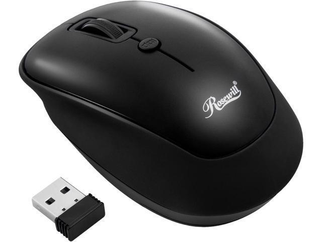 Rosewill Wireless Optical Computer Mouse, Compact, Travel Friendly, Office Style, Adjustable DPI, 4 Buttons, USB - Black