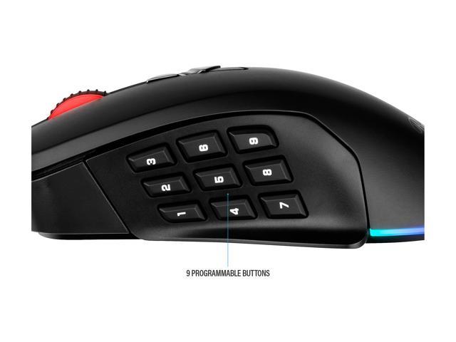 Rosewill RGB Gaming Mouse with Interchangeable Side Plates, 3 and 9  Programmable Side Buttons for FPS/MMO/MOBA Games, 10000 dpi Optical Sensor,  