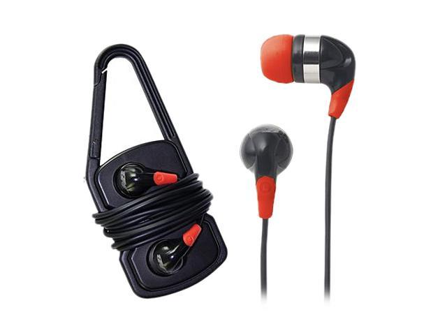 iHome Black NB440B Sport Earbuds with Carabiner Clip Cord Wrap-Black