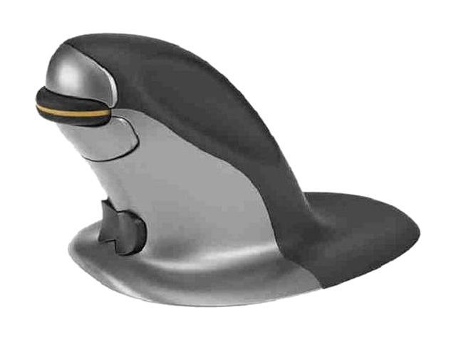 Posturite Penguin Ambidextrous Vertical Mouse 9820102 Silver/Graphite 1 x Wheel USB RF Wireless Laser 1200 dpi Mouse - Medium