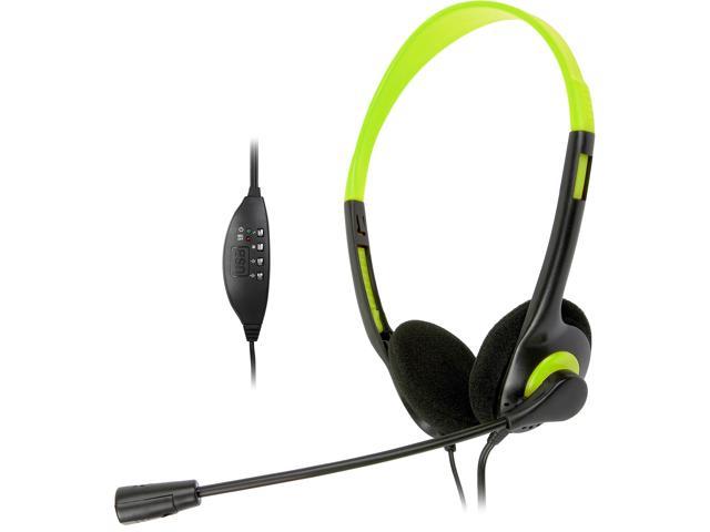 Krazilla KZH800 USB Gaming Headset with Microphone and Volume Control / Mute - Green (Grade A, new open box)