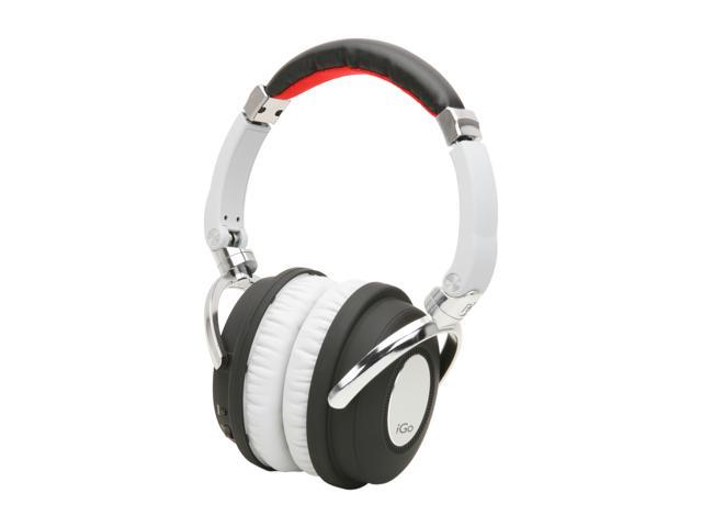 iGo 48001140 3.5mm Connector Over-Ear CITY Noise-cancelling Headphones - White/Red