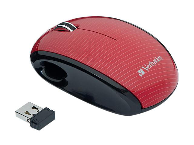 Ruby Wireless Mouse Verbatim 97263 Mercury Ruby & Black RF Wireless Laser Mouse with Glossy ...