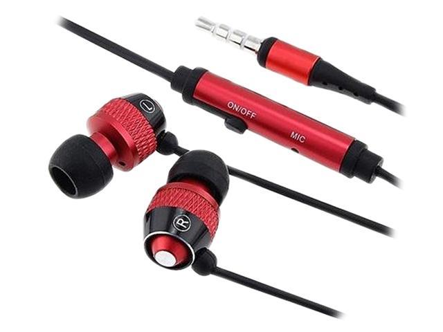 INSTEN Red / Black 798718 3.5mm Connector Canal Red / Black 3.5mm In-Ear Stereo Headset w/ On-off & Mic