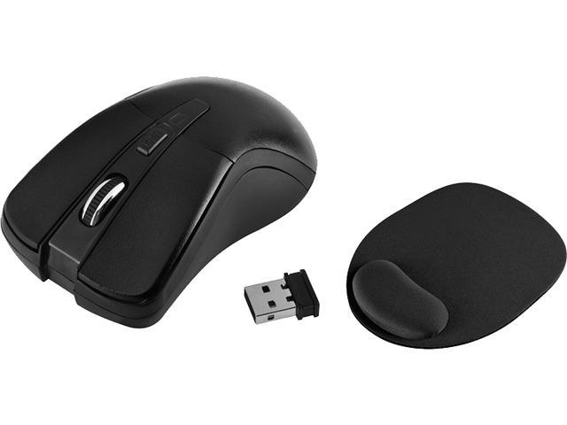 Insten 2026980 Black 6 Buttons 1 x Wheel USB RF Wireless Optical 1600 dpi Mouse with Wrist Comfort Mouse Pad - OEM