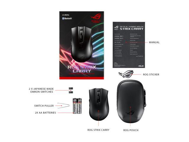 Asus Rog Strix Carry Portable Wireless Bluetooth Ergonomic Optical Gaming Mouse With Pixart 3330 Optical Sensor 70 Dpi 30g Acceleration 150 Ips Swappable Omron Switches Newegg Com