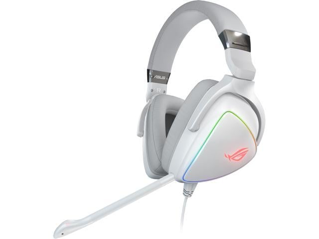 ASUS ROG Delta White Edition USB / USB-C Connector Circumaural RGB Gaming Headset with Hi-Res ESS Quad-DAC, USB-C Connector for PCs and Mobile Gaming