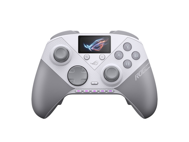 ASUS ROG Raikiri II Pro PC Controller, Wired/2.4GHz/Bluetooth, 8K Polling Rate, Hot-Swappable TMR Joysticks, Full-Color Panel, Dual-Mode Triggers, Micro-Switch Buttons, White