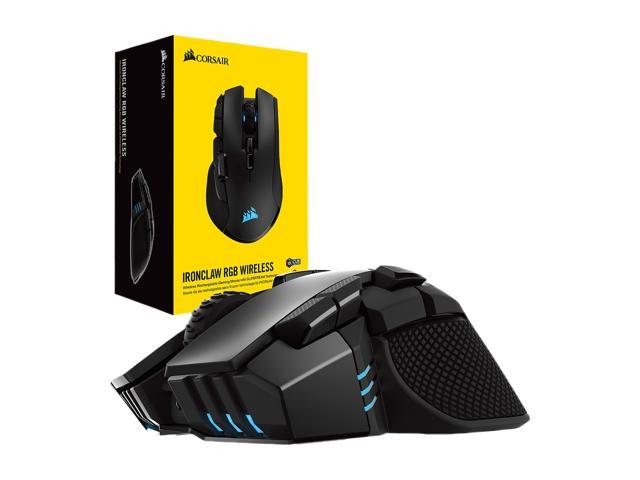CORSAIR IRONCLAW RGB Wireless Rechargeable Gaming Mouse with SLIPSTREAM  WIRELESS Technology, Black, Backlit RGB LED, 18000 dpi, Optical