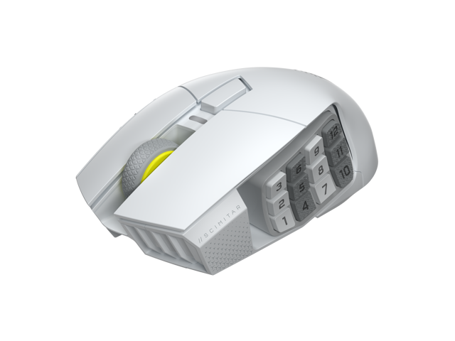 Corsair Scimitar Elite Wireless SE MMO Gaming Mouse – 33000 DPI, 16 Programmable Buttons, Adjustable Key Slider, Elgato Stream Deck Integration, 1000Hz Polling, Up to 150hrs Battery – White