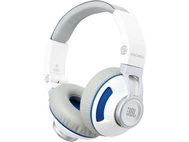 JBL Synchros S300 Premium On-Ear Headphones for iOS with built-in remote/Microphone - White/Blue