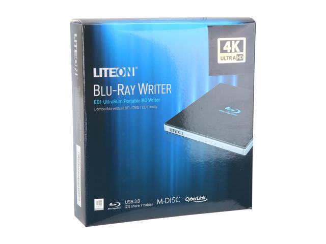 UHD LITE-ON External Ultra-Slim Portable BD Writer Model EB1 USB 3.0 