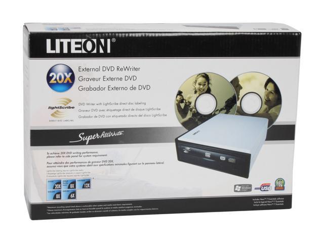 LITE ON USB 2 0 External 20X DVD Burner With LightScribe Model EHAU220