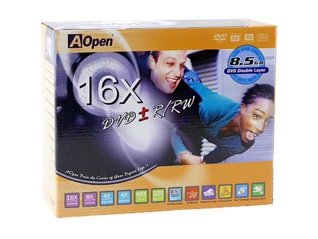 AOpen DVD Burner 16X DVD+R 4X DVD+RW 2.4X DVD+R DL 8X DVD-R 4X DVD-RW 16X DVD-ROM 48X CD-R 32X CD-RW 48X CD-ROM 2-Tone IDE Model 91.4ID37.074