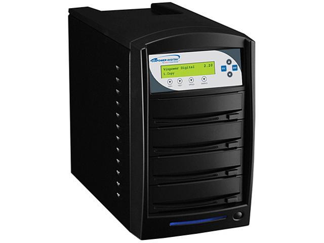 VINPOWER Black 1 to 3 24X DVD+R 8X DVD+RW 12X DVD+R DL 24X DVD-R 6X DVD-RW 48X CD-R 32X CD-RW SharkCopier DVD CD Disc Duplicator Tower with 320GB Hard Drive Model Shark-S3T-SNY-BK