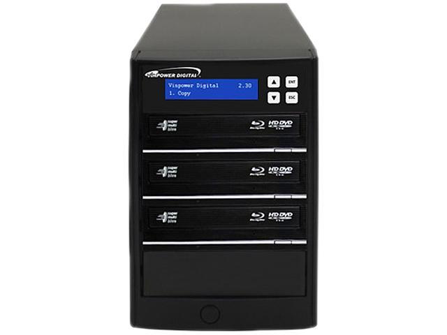 VINPOWER 1 to 3 16X DVD+R 8X DVD+RW 8X DVD+R DL 16X DVD-R 6X DVD-RW 40X CD-R 24X CD-RW Econ Series Blu-ray DVD CD Duplicator Tower with 500GB Hard Drive Model Econ-S3T-BD-BK