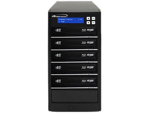 VINPOWER 1 to 5 16X DVD+R 8X DVD+RW 8X DVD+R DL 16X DVD-R 6X DVD-RW 40X CD-R 24X CD-RW Blu-ray DVD CD Duplicator with 500GB Hard Drive Model Econ-S5T-BD-BK
