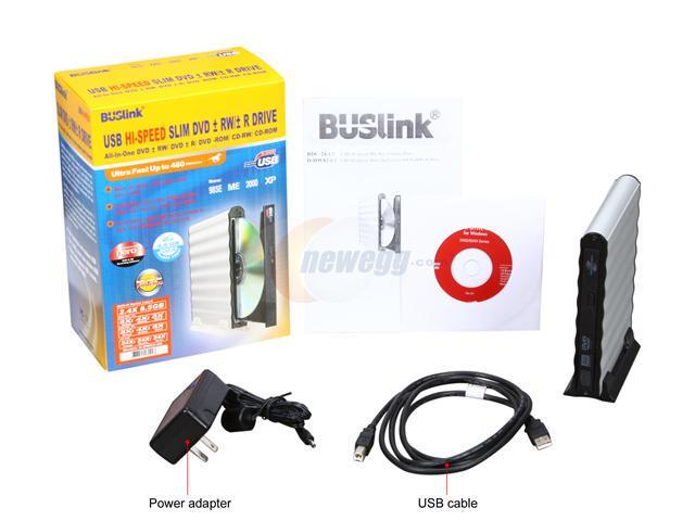 Buslink DVDRW DL 8X USB 2.0 SILVER SLIM W// CABLE BLANK MEDIA Enternal Slimline Drive # D-DW82-U2