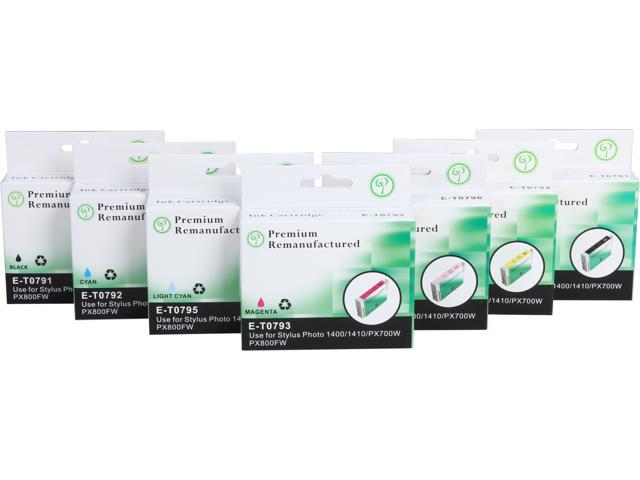 Green Project Compatible Ink Cartridge Replacement for Epson (2 pc. T0791 , 1pc. T0792 , 1pc. T0793 , 1pc. T0794 , 1pc. T0795 , 1pc. T0796) 7 Pack