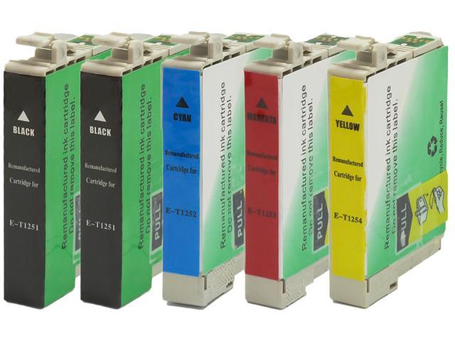 Green Project Compatible Ink Cartridge Replacement for Epson (2pc. T1251 , 1pc. T1252 , 1pc. T1253 , 1pc. T1254) 5 Pack