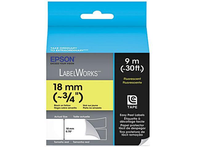 EPSON LC-5YBF9 LabelWorks Fluorescent LC Tape Cartridge 3/4" Black on Yellow