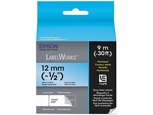 EPSON LC-4LBL9 LabelWorks Pearlized LC Tape Cartridge ~1/2" Black on Blue: